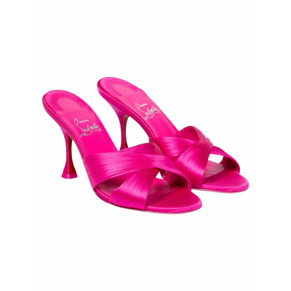 Christian Louboutin Nicol is Back 85 Crepe Satin Mule Sandal Pink Size 40
